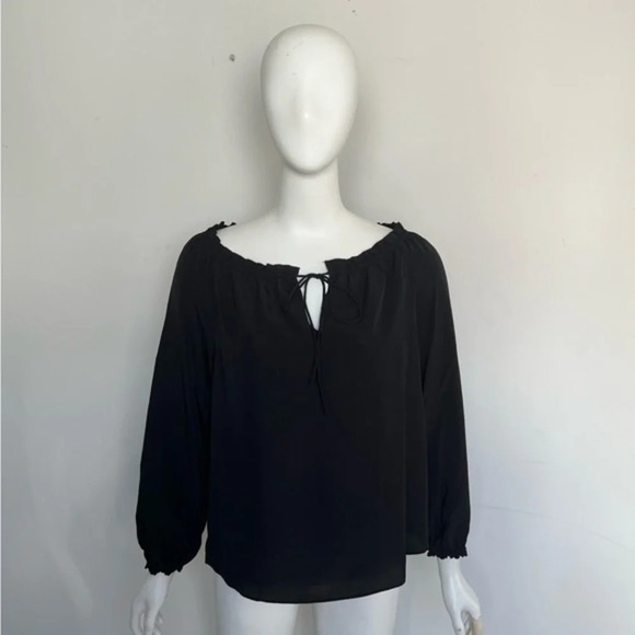 JOE FRESH Black  WOMENS V- Neck BLOUSE TOP TUNIC SIZE Small - Picture 1 of 7